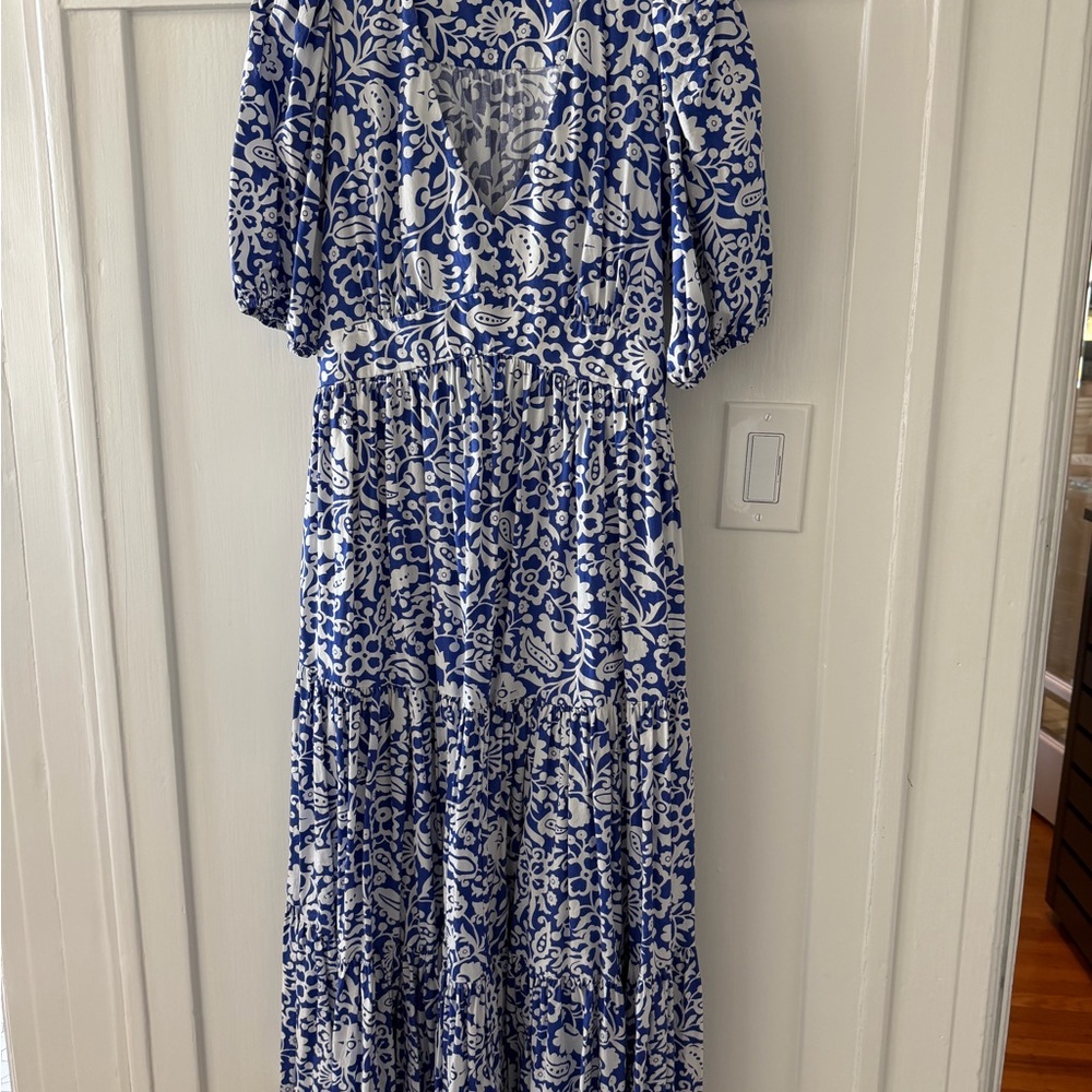 Elegant Blue and White Floral Boden Dress